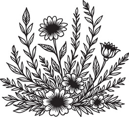 Elegant floral design with blooming flowers and leaves, perfect for branding