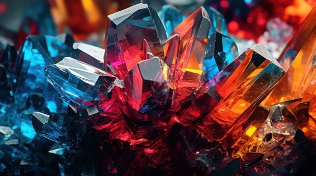 abstract, digital crystal, multicolored crystal, geometric crystal formation, psychedelic crystal, vibrant crystal, surreal crystal, kaleidoscopic crystal, imaginative crystal, dreamlike crystal