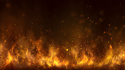 Naklejka premium Shimmering golden embers of bright red flames on a darkened abstract fire background with a subtle glow, flame, gentle, serene. Subtle Embers. Illustration