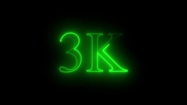 3k text font with neon effect, 3k followers, Thank You, social media post. Thank you followers congratulation card. Achievement in 3K followers Congratulating networking thanks...
