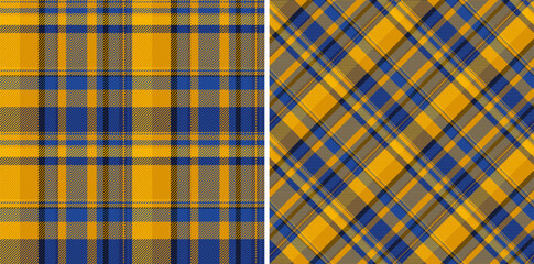 Vibrant yellow  blue plaid patterns.  Perfect for textile design, apparel, or website backgrounds.  These seamless textures offer a bold, modern, and versatile aesthetic.