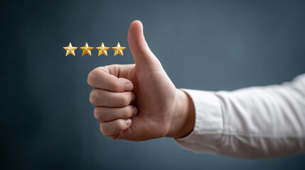 Thumbs-Up with 5-Star Rating for Customer Satisfaction