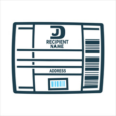 Shipping Label Template with Barcode Illustration