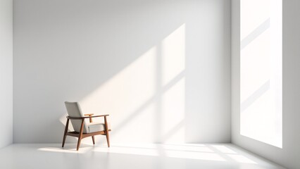 Fototapeta premium Minimalist Interior with Armchair and Sunlight