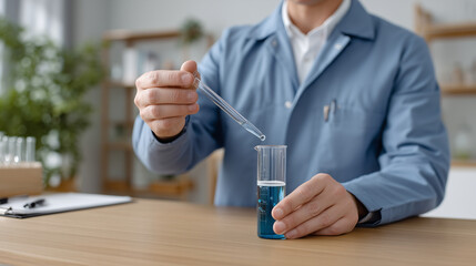 Scientist Conducting Chemical Experiment with Test Tube