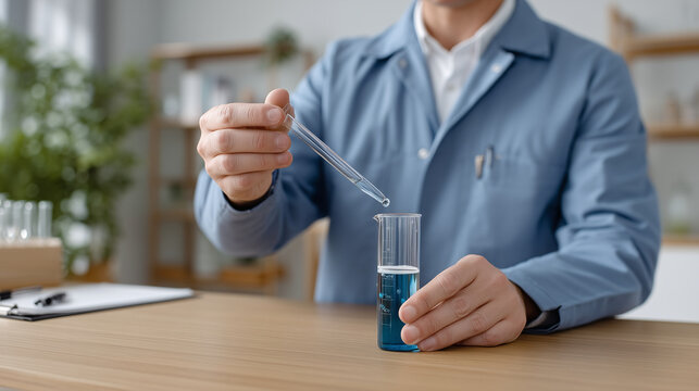 Scientist Conducting Chemical Experiment with Test Tube