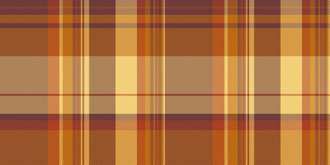 Pure vector textile pattern, cozy plaid background fabric. Customizable texture seamless check tartan in red and orange colors.