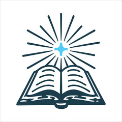 Open Book with Cross and Radiating Light Text Generation Open book with light rays radiating upward