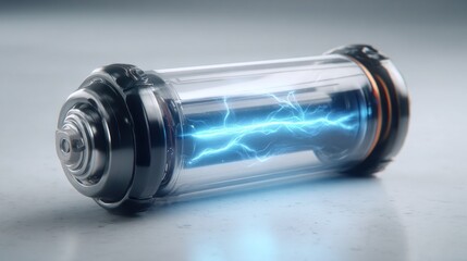 Futuristic energy cell with glowing plasma