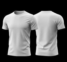 A mockup showing a plain white short-sleeve t-shirt with a neat round neck, ideal for fashion design presentations or branding.