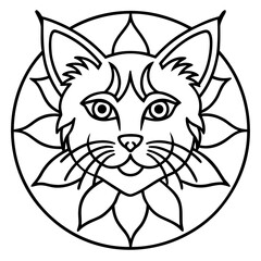 Sacred Geometry Cat Icon Mandala Line Style