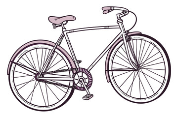 Vintage Bicycle Illustration with Pink Accents retro