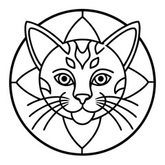 Sacred Geometry Cat Icon Mandala Line Style