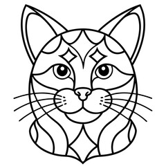 Sacred Geometry Cat Icon Mandala Line Style