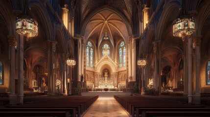 Fototapeta premium Grand cathedral interior (1)