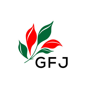 GFJ Modern Abstract Leaf Logo Design &ndash; GFJ  Later Logo, Red and Green Nature-Inspired Brand Icon
