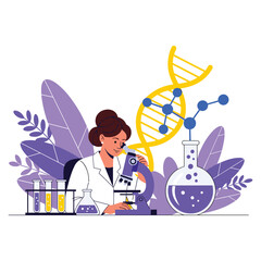 Molecular biology research in a lab setting.