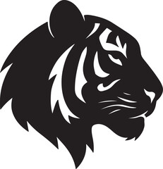 Majestic tiger head silhouette for graphic design projects