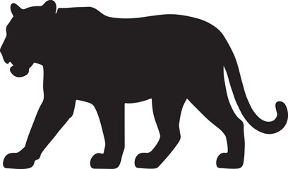 Majestic tiger silhouette in dynamic pose vector illustration