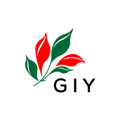GIY Modern Abstract Leaf Logo Design – GIY Later Logo, Red and Green Nature-Inspired Brand Icon
