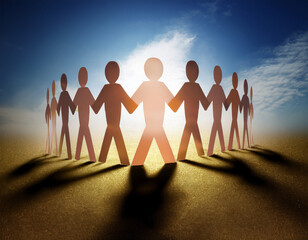 Paper Cutout Figures Forming a Circle Symbolizing Unity and Community