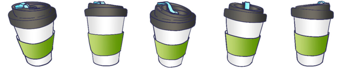 Minimalist beige ceramic coffee cup with warm tone and soft lighting illustration