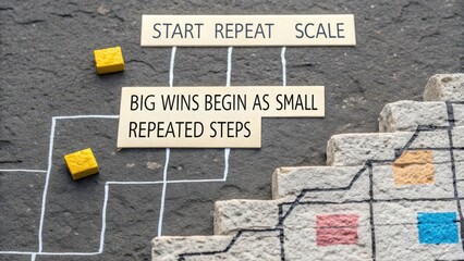 Fototapeta premium Visual Pathway to Success Through Repetition and Scaling Strategies