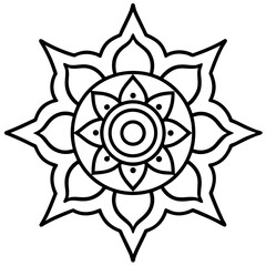 Sacred Hindu Mandala Line Art Illustration