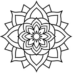 Sacred Hindu Mandala Line Art Illustration