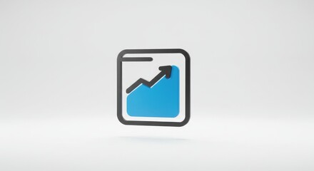 3D Rendered Upward Trend Icon on White Background, Business Concept.