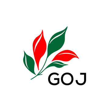 GOJ Modern Abstract Leaf Logo Design &ndash; GOJ Later Logo, Red and Green Nature-Inspired Brand Icon
