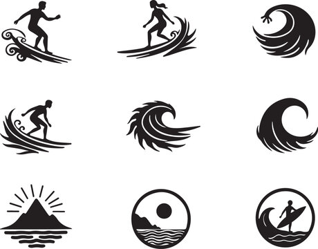 Dynamic surfers catch waves and ocean scenes create coastal vibes