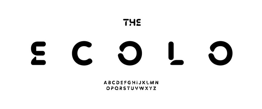 Futuristic rounded alphabet, smooth tech font, soft and cutout typeface for innovation medical science tech headline, startup logo, digital typographic design, cyber minimal typography.Vector typeset.