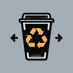 Reusable Coffee Cup with Recycling Arrows Icon