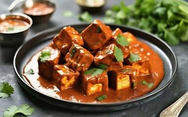 Delicious paneer tikka masala awaits, a vibrant Indian dish perfect for food blogs and restaurant menus