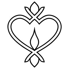 Spiritual Cross with Heart Line Illustration