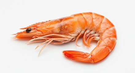 Perfectly Cooked Shrimp: Vibrant Orange Hue on Clean White Background, Culinary Delight
