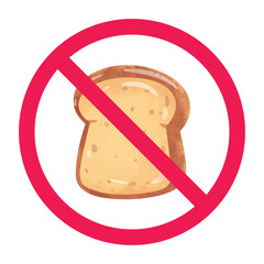 No bread sign, forbidden bread sign, do not eat white bread symbol
