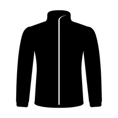 Minimalist Black Long Sleeve Jacket with Zipper Isolated on White Background