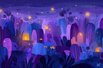 A Tranquil Forest Under the Dreamy Starry Sky