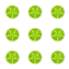 collection of lime slices without background