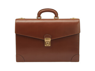 Brown Leather Briefcase on transparent background