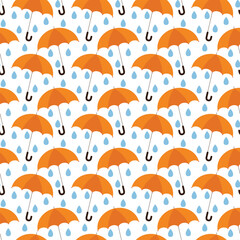 Orange umbrella graphic rainy day seamless pattern layout
