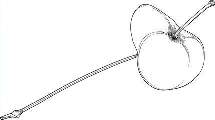 Two cherries with a stem