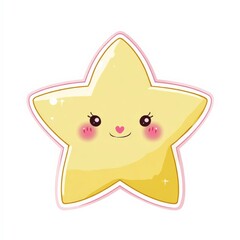 Cute Yellow Star Character With Facial Features and Sparkle Effects Generative AI