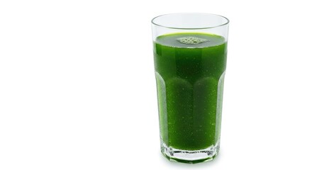 Refreshing Green Juice: A Tall Glass of Healthy Vitality on White Background