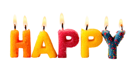 Happy Birthday Colorful Candy Candles Lit