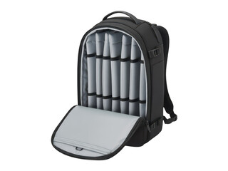 Naklejka premium Black Backpack with Dividers on transparent background