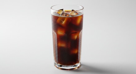 Refreshing Iced Coffee in Tall Glass with Condensation, Studio Shot
