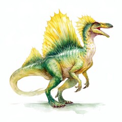 Fototapeta premium Spinosaurus in Vibrant Colors With Intricate Details Set Against a Plain Background Generative AI